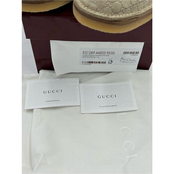 Men\'s Gucci suede GG monogram web loafers size 11 fits 11.5 US made in Italy